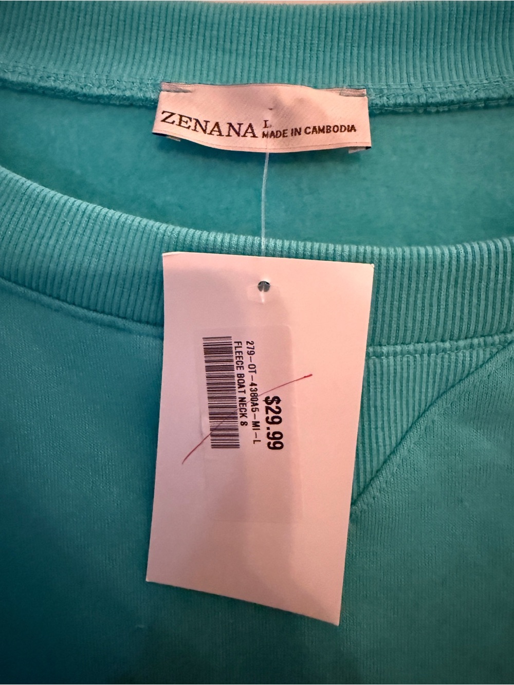 Zenana Outfitters Teal Crewneck Sweatshirt - Picture 3 of 3